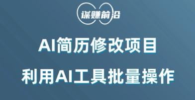 AI简历修改项目，利用AI工具批量化操作，小白轻松日200+-一新网创