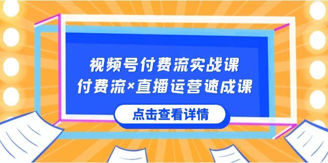 视频号付费流实战课，付费流×直播运营速成课，让你快速掌握视频号核心运营技能-一新网创
