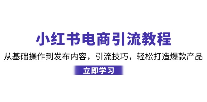 小红书电商引流教程：从基础操作到发布内容，引流技巧，轻松打造爆款产品-一新网创