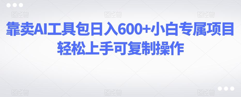 靠卖AI工具包日入600+小白专属项目轻松上手可复制操作-一新网创