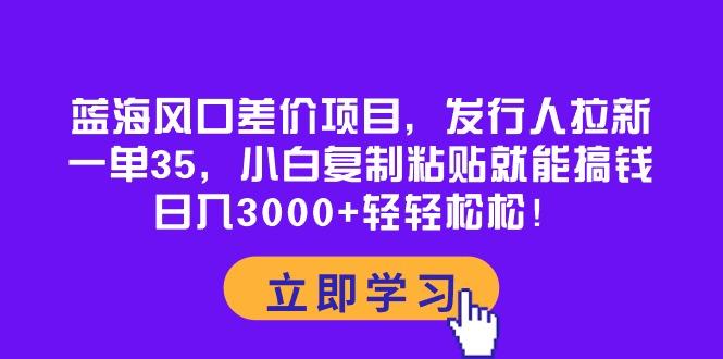 蓝海风口差价项目，发行人拉新，一单35，小白复制粘贴就能搞钱！日入30...-一新网创