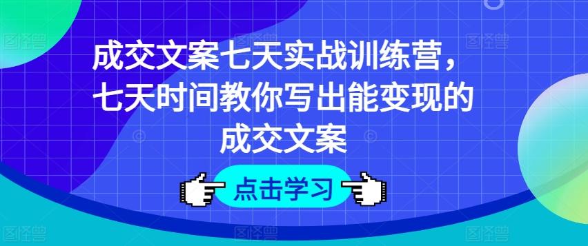 成交文案七天实战训练营，七天时间教你写出能变现的成交文案-一新网创