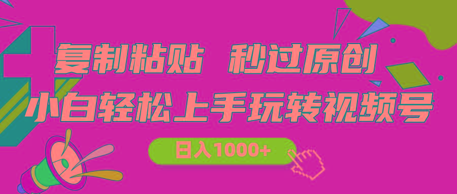 视频号新玩法 小白可上手 日入1000+-一新网创