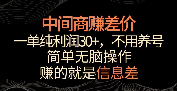 中间商赚差价，一单纯利润30+，简单无脑操作，赚的就是信息差，轻轻松松日入1000+【揭秘】-一新网创
