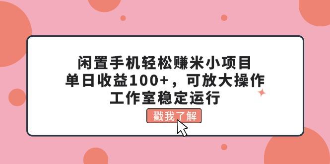 闲置手机轻松赚米小项目，单日收益100+，可放大操作，工作室稳定运行-一新网创