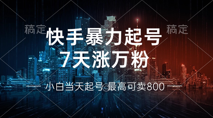 快手暴力起号，7天涨万粉，小白当天起号 多种变现方式，账号回收，单月...-一新网创