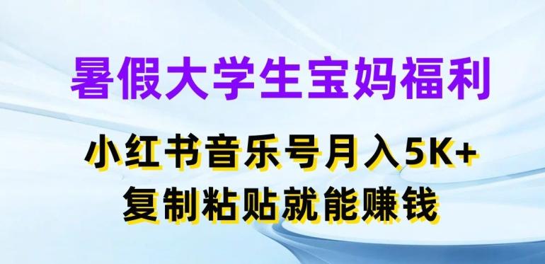 暑假大学生宝妈福利，小红书音乐号月入5000+，复制粘贴就能赚钱【揭秘】-一新网创