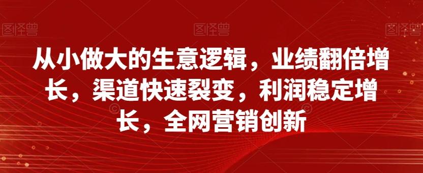 从小做大的生意逻辑，业绩翻倍增长，渠道快速裂变，利润稳定增长，全网营销创新-一新网创
