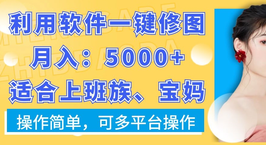 利用软件一键修图月入5000+，适合上班族、宝妈，操作简单，可多平台操作【揭秘】-一新网创
