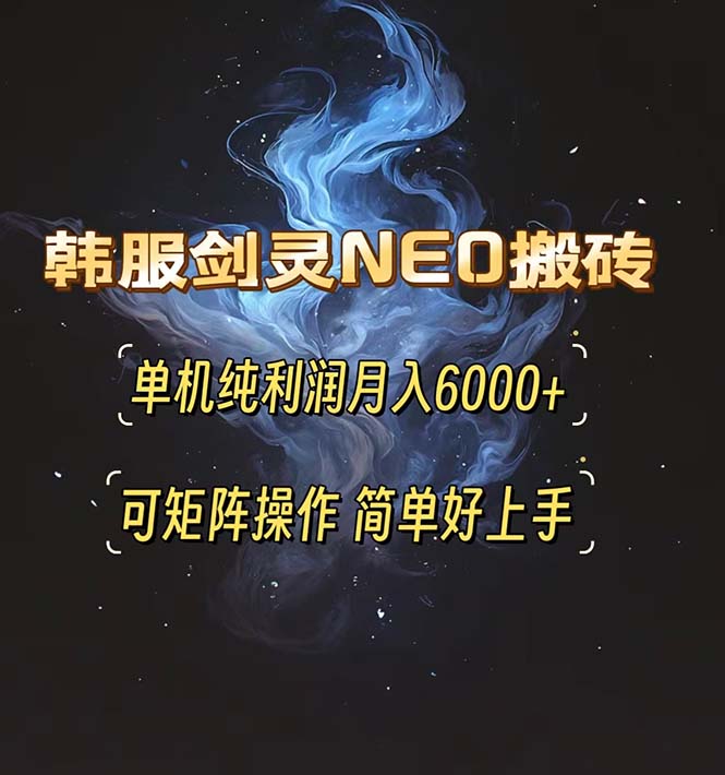 韩服剑灵NEO搬砖攻略，单机纯利润月入6000+ 可矩阵操作，简单好上手。-一新网创