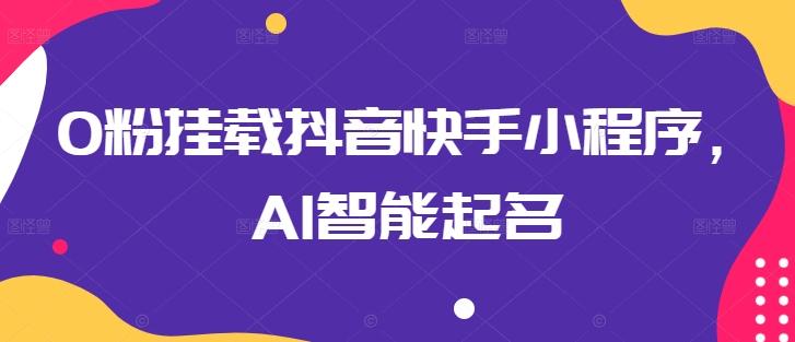 0粉挂载抖音快手小程序，AI智能起名-一新网创