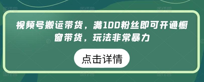 视频号搬运带货，满100粉丝即可开通橱窗带货，玩法非常暴力【揭秘】-一新网创