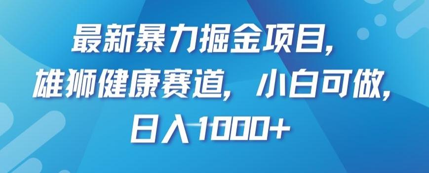 最新暴力掘金项目，雄狮健康赛道，小白可做，日入1000+【揭秘】-一新网创