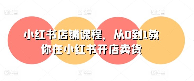 小红书店铺课程，从0到1教你在小红书开店卖货-一新网创