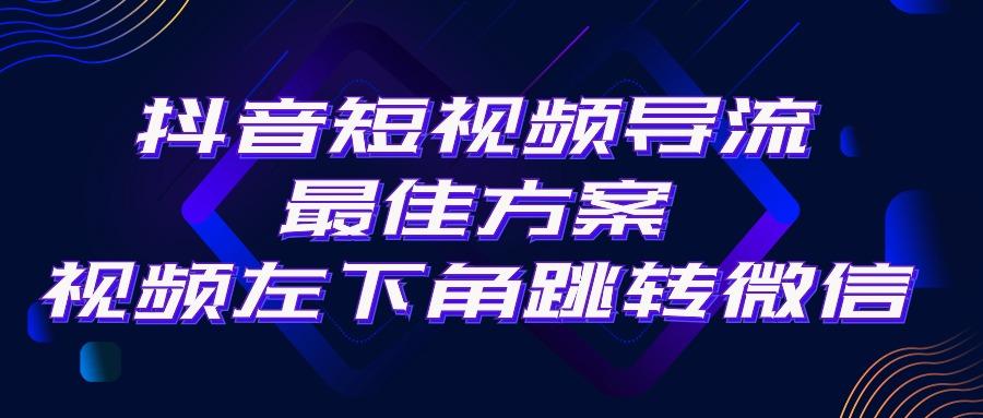 抖音短视频引流导流最佳方案，视频左下角跳转微信，外面500一单，利润200+-一新网创