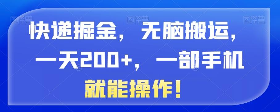 快递掘金，无脑搬运，一天200+，一部手机就能操作！-一新网创