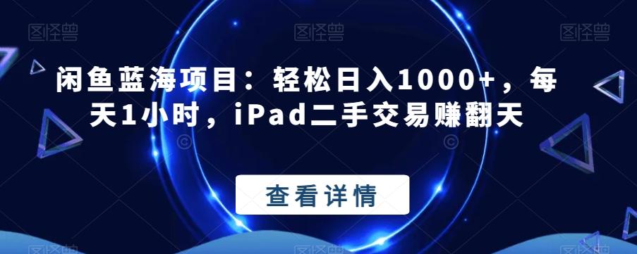 闲鱼蓝海项目：轻松日入1000+，每天1小时，iPad二手交易赚翻天-一新网创