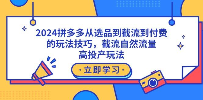 2024拼多多从选品到截流到付费的玩法技巧，截流自然流量玩法，高投产玩法-一新网创