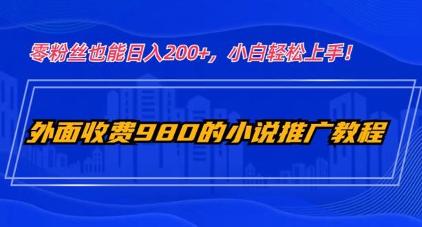 外面收费980的小说推广教程：零粉丝也能日入200+，小白轻松上手！-一新网创