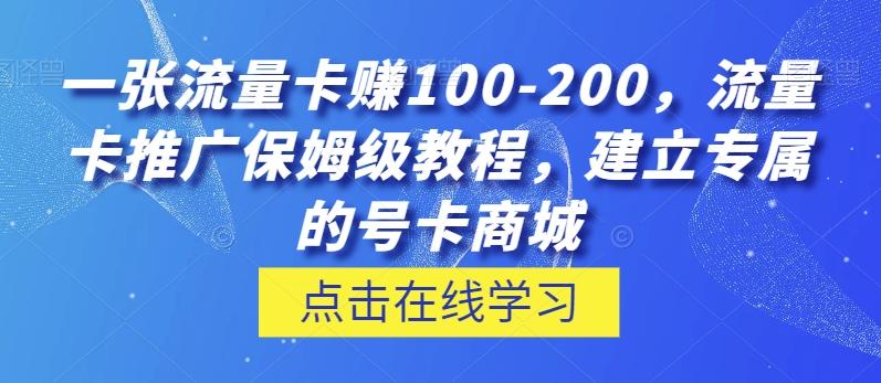 一张流量卡赚100-200，流量卡推广保姆级教程，建立专属的号卡商城-一新网创