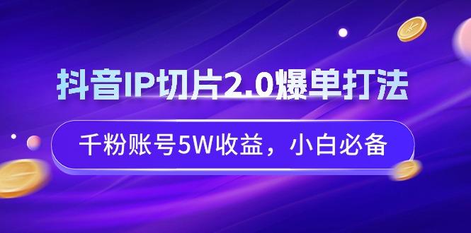 抖音IP切片2.0爆单打法，千粉账号5W收益，小白必备-一新网创