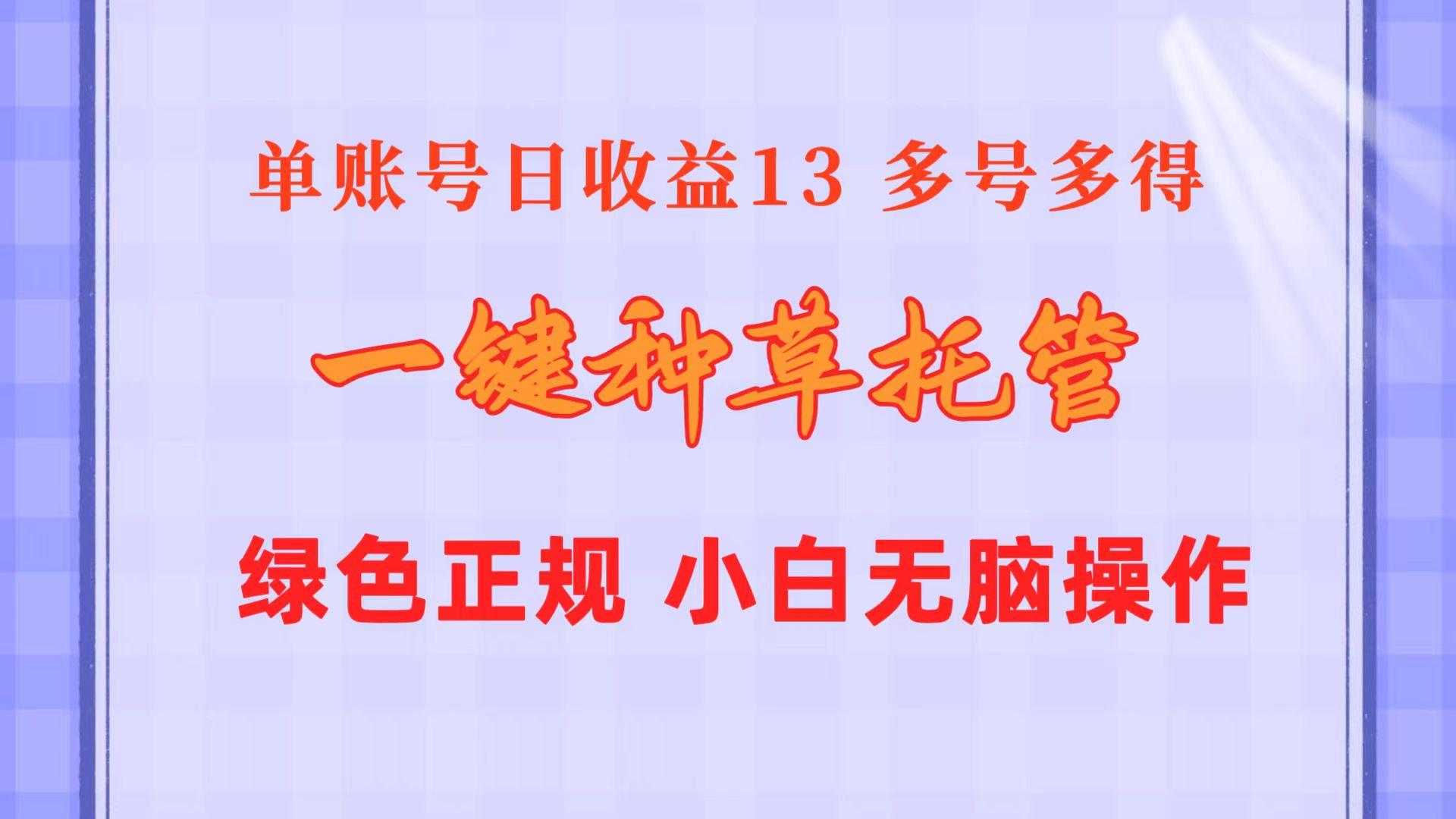 一键种草托管 单账号日收益13元  10个账号一天130  绿色稳定 可无限推广-一新网创