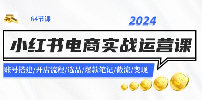 2024小红书电商实战运营课：账号搭建/开店流程/选品/爆款笔记/截流/变现-一新网创