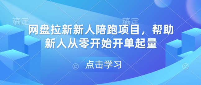 网盘拉新新人陪跑项目，帮助新人从零开始开单起量-一新网创