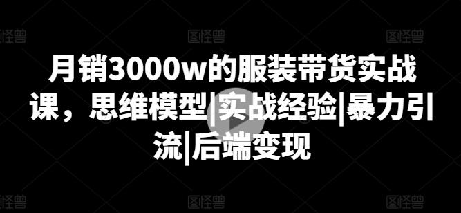 月销3000w的服装带货实战课，思维模型|实战经验|暴力引流|后端变现-一新网创
