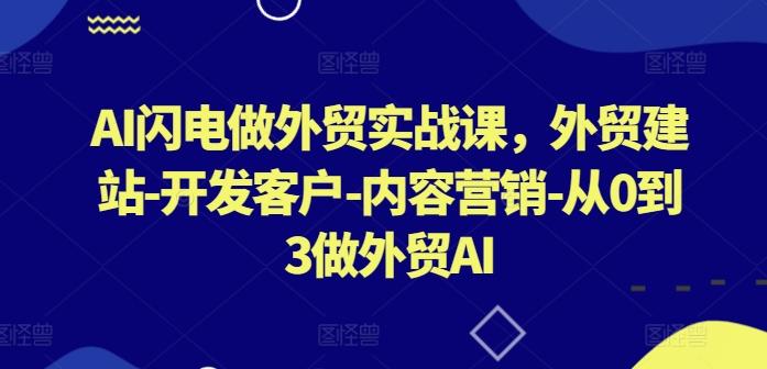AI闪电做外贸实战课，​外贸建站-开发客户-内容营销-从0到3做外贸AI-一新网创