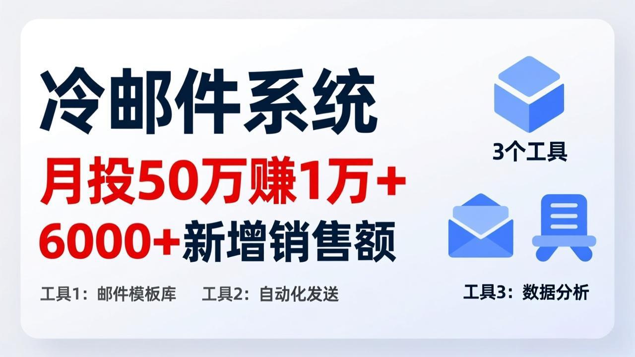 月投 50 刀赚 1 万 +！冷邮件系统：6000 + 新增销售额，靠 3 个工具轻松搞-一新网创