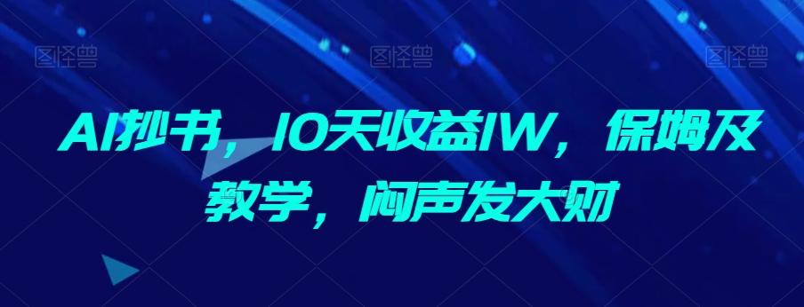 AI抄书，10天收益1W，保姆及教学，闷声发大财-一新网创