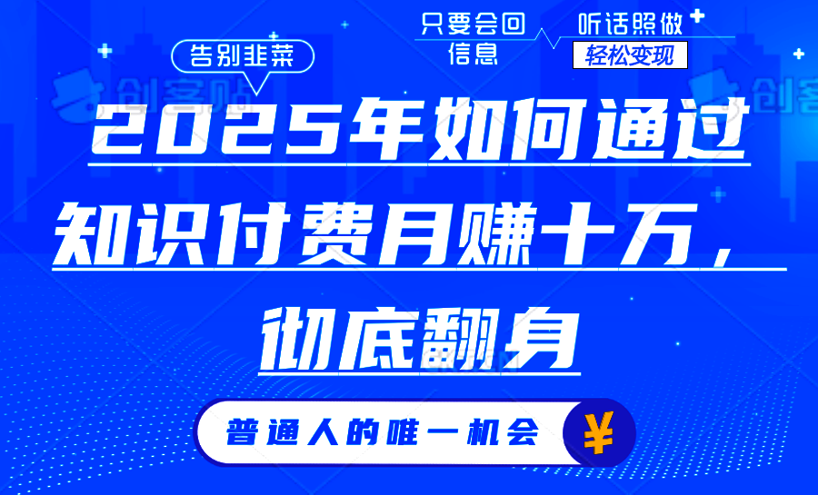 2025年如何通过知识付费月入十万，年入百万。。-一新网创