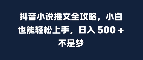 抖音小说推文全攻略，小白也能轻松上手，日入 5张+ 不是梦【揭秘】-一新网创