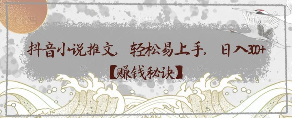 抖音小说推文，轻松易上手，日入300+【赚钱秘诀】-一新网创