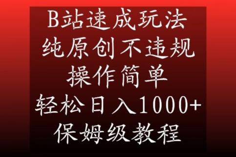 B站速成玩法，纯原创不违规，操作简单，轻松日入1000+，保姆级教程【揭秘】-一新网创