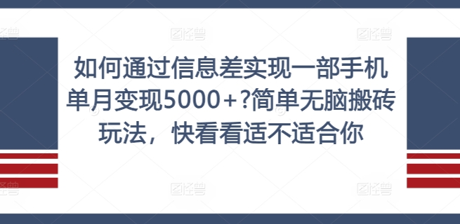 如何通过信息差实现一部手机单月变现5000+?简单无脑搬砖玩法，快看看适不适合你【揭秘】-一新网创