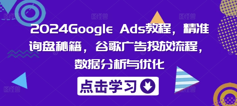 2024Google Ads教程，精准询盘秘籍，谷歌广告投放流程，数据分析与优化-一新网创