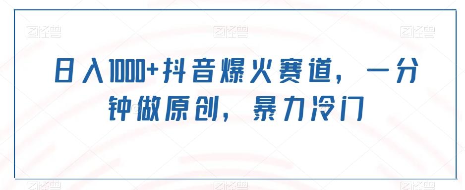 日入1000+抖音爆火赛道，一分钟做原创，暴力冷门-一新网创