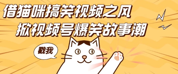 借猫咪搞笑视频之风，掀视频号爆笑故事潮，轻松日入四位数，无门槛快速入门!-一新网创