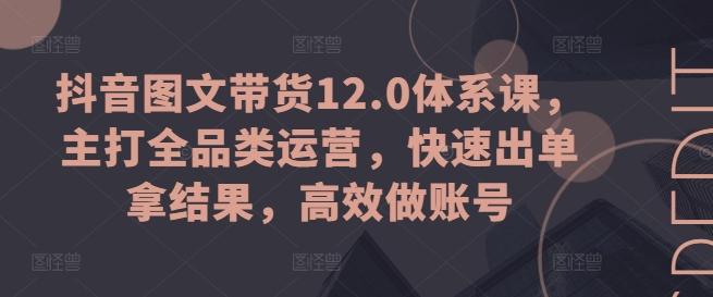 抖音图文带货12.0体系课，主打全品类运营，快速出单拿结果，高效做账号-一新网创