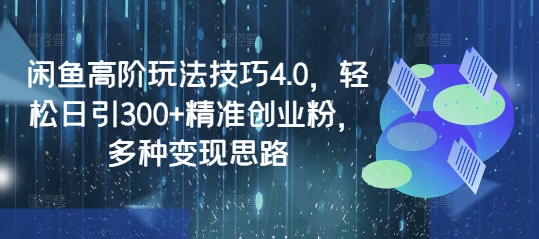 闲鱼高阶玩法技巧4.0，轻松日引300+精准创业粉，多种变现思路-一新网创
