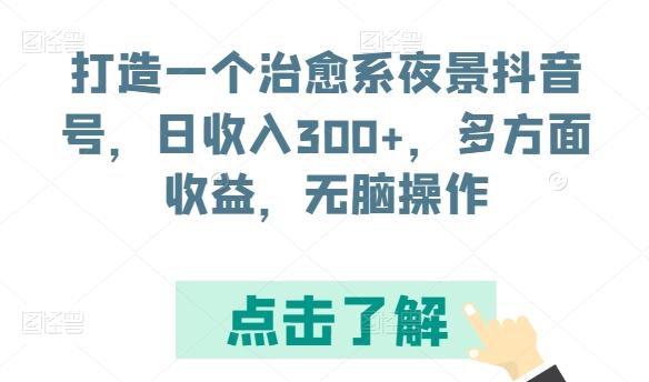 打造一个治愈系夜景抖音号，日收入300+，多方面收益，无脑操作【揭秘】-一新网创