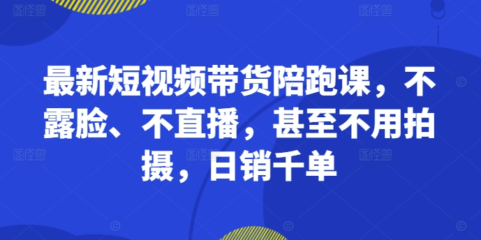 最新短视频带货陪跑课，不露脸、不直播，甚至不用拍摄，日销千单-一新网创