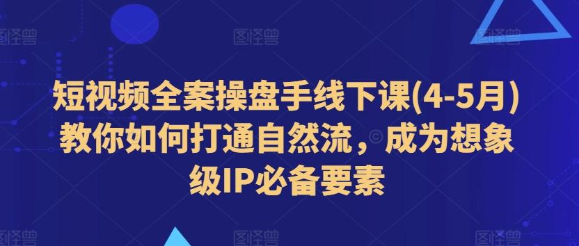 短视频全案操盘手线下课(4-5月)教你如何打通自然流，成为想象级IP必备要素-一新网创