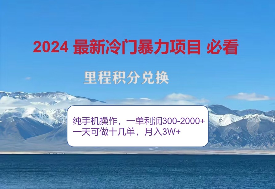 2024惊爆冷门暴利，里程积分最新玩法，高爆发期，一单300+—2000+-一新网创