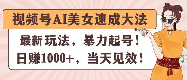 视频号AI美女速成大法，暴力起号，日赚1000+，当天见效-一新网创