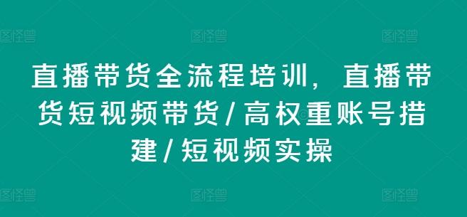 直播带货全流程培训，直播带货短视频带货/高权重账号措建/短视频实操-一新网创