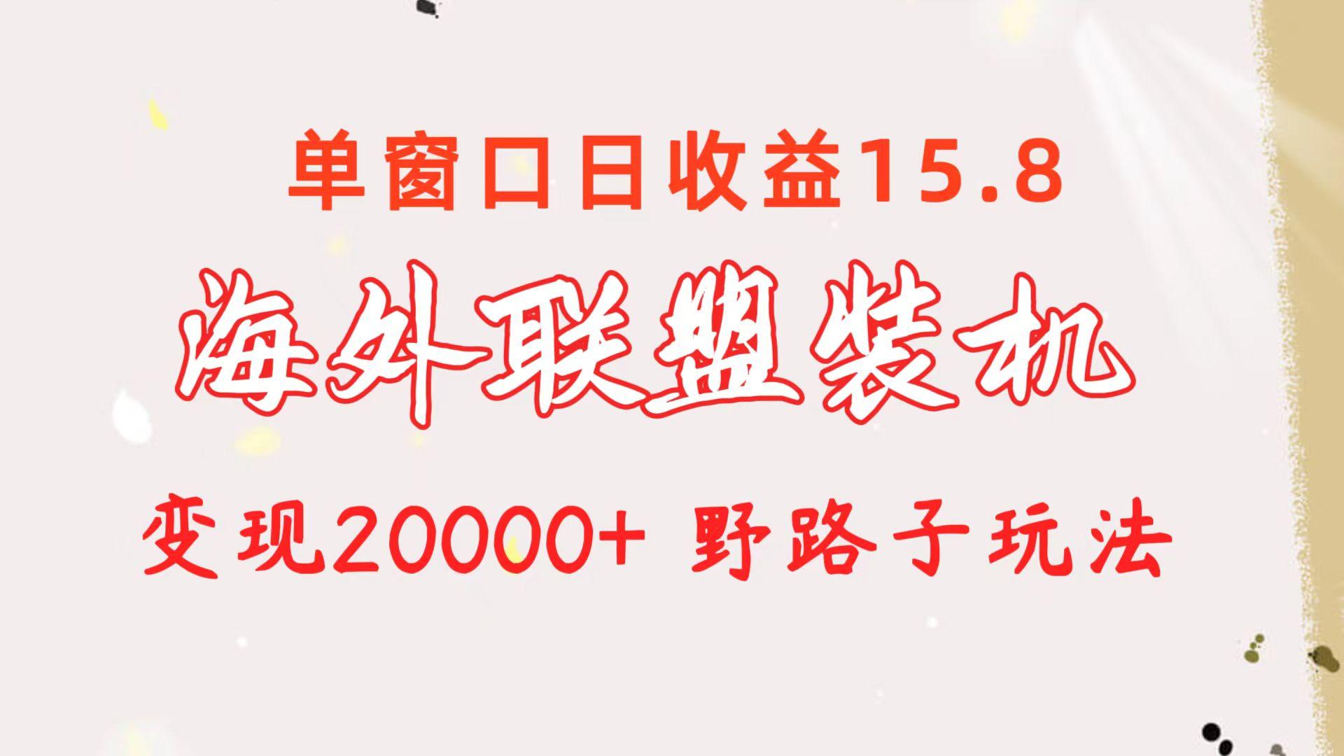 海外联盟装机 单窗口日收益15.8  变现20000+ 野路子玩法-一新网创