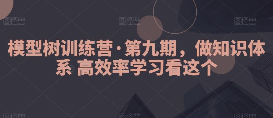 模型树训练营·第九期，做知识体系高效率学习看这个-一新网创